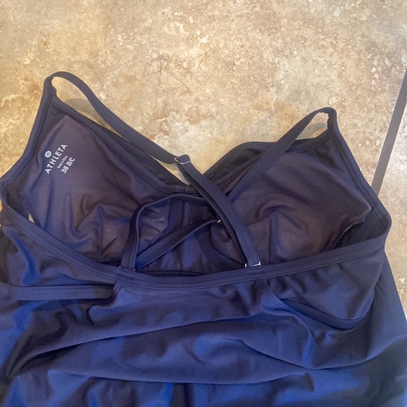 Athleta Marrakesh tankini swim top suit built in bra 38 B/C navy blue EUC - Picture 3 of 6